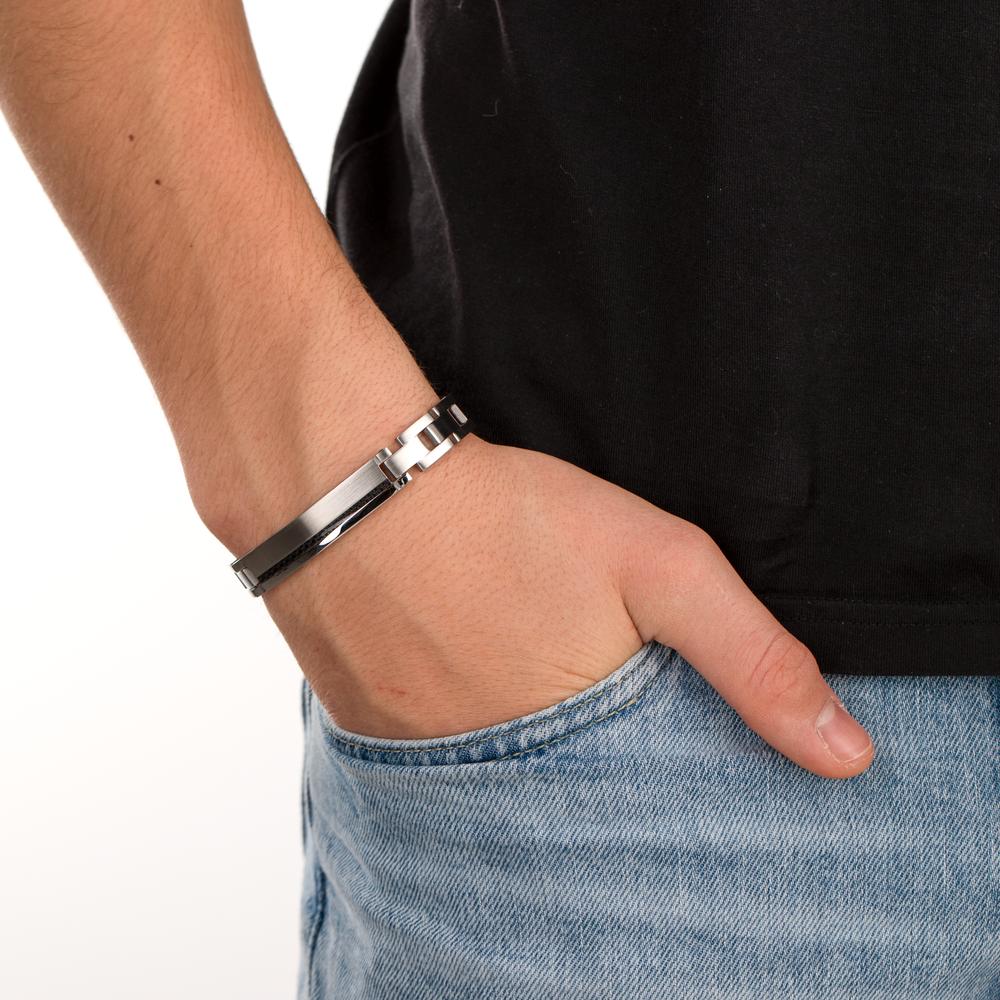 Bracciale con incisione Acciaio inossidabile, Carbonio 22 cm - Image 3