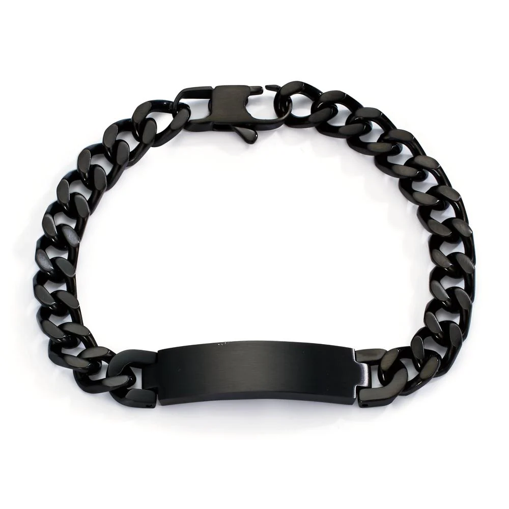 Bracciale con incisione Acciaio inossidabile nero rivestimento IP 21.5 cm