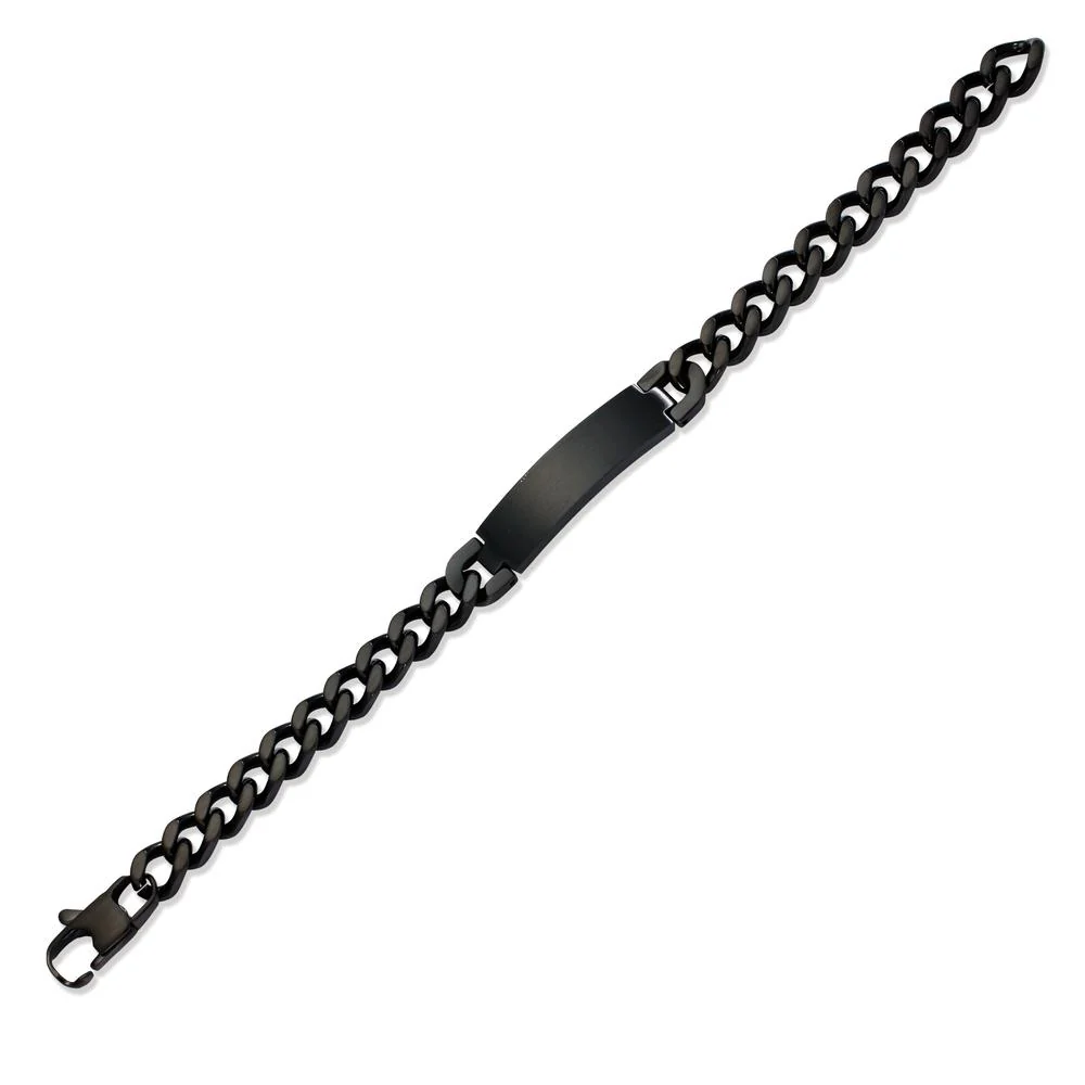 Bracciale con incisione Acciaio inossidabile nero rivestimento IP 21.5 cm - Image 2