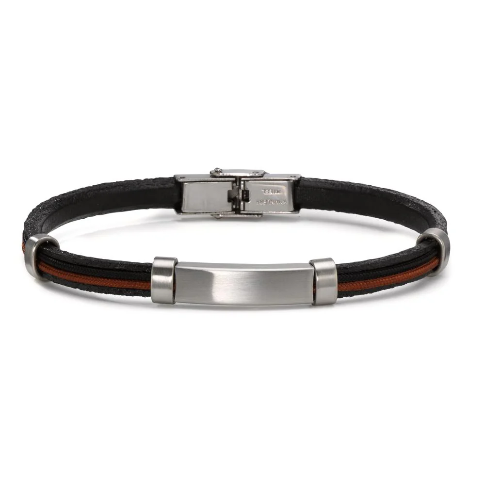 Bracciale con incisione Acciaio inossidabile, Pelle 22 cm