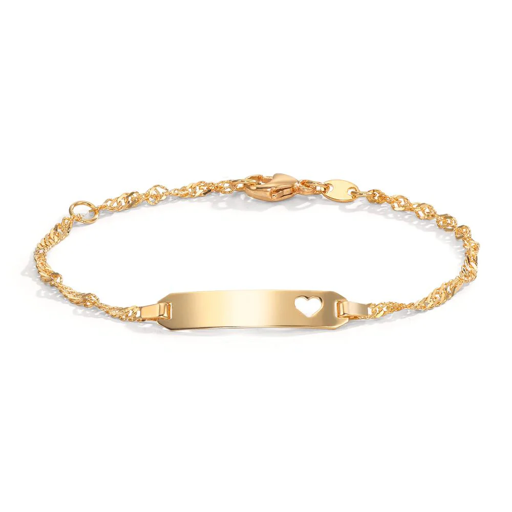 Bracciale con incisione Oro giallo 750/18 carati Cuore 12-14 cm