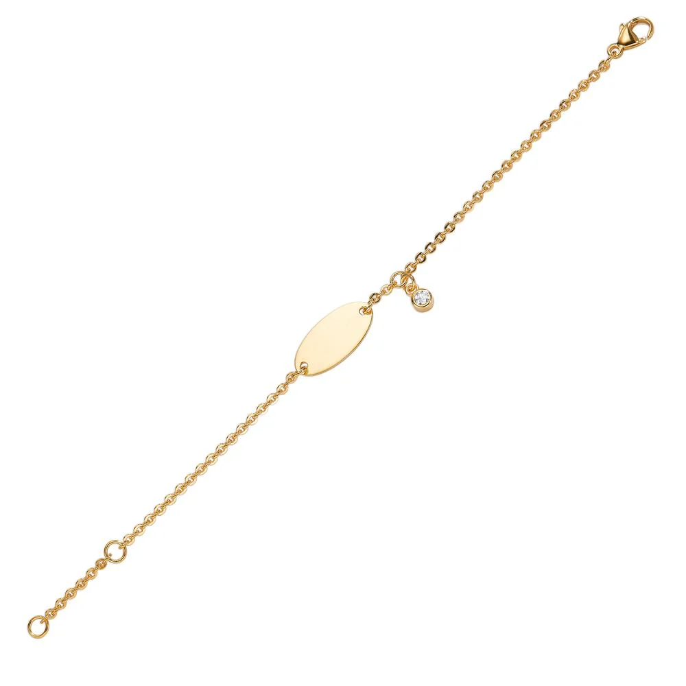 Bracciale con incisione Oro giallo 750/18 carati Zirconia 12-14 cm - Image 2
