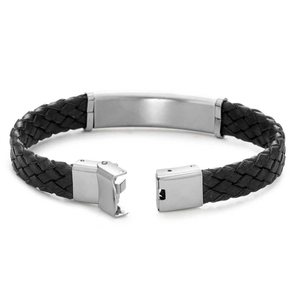 Bracciale con incisione Pelle, Acciaio inossidabile 21 cm - Image 2