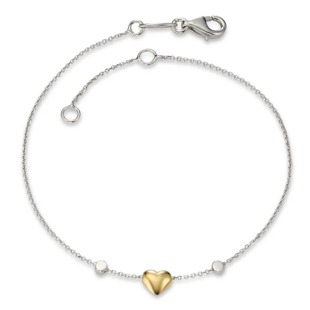 Bracciale Oro bianco 750/18 carati, Oro giallo 750/18 carati Cuore Ø4.5 mm