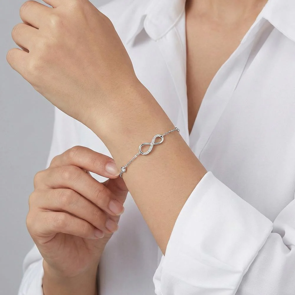 Bracciale Oro bianco 750/18 carati Zirconia 10 pietra Infinito - Image 3