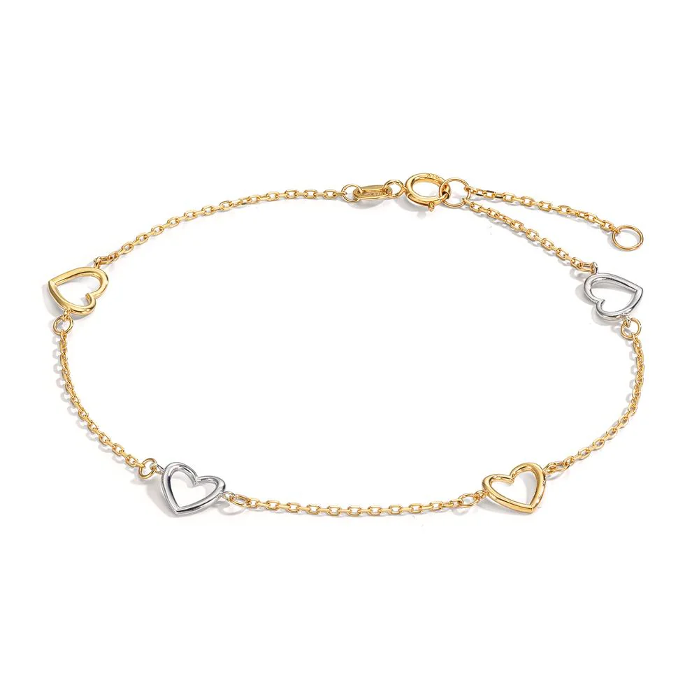 Bracciale Oro giallo 375/9K, Oro bianco 375/9K Cuore