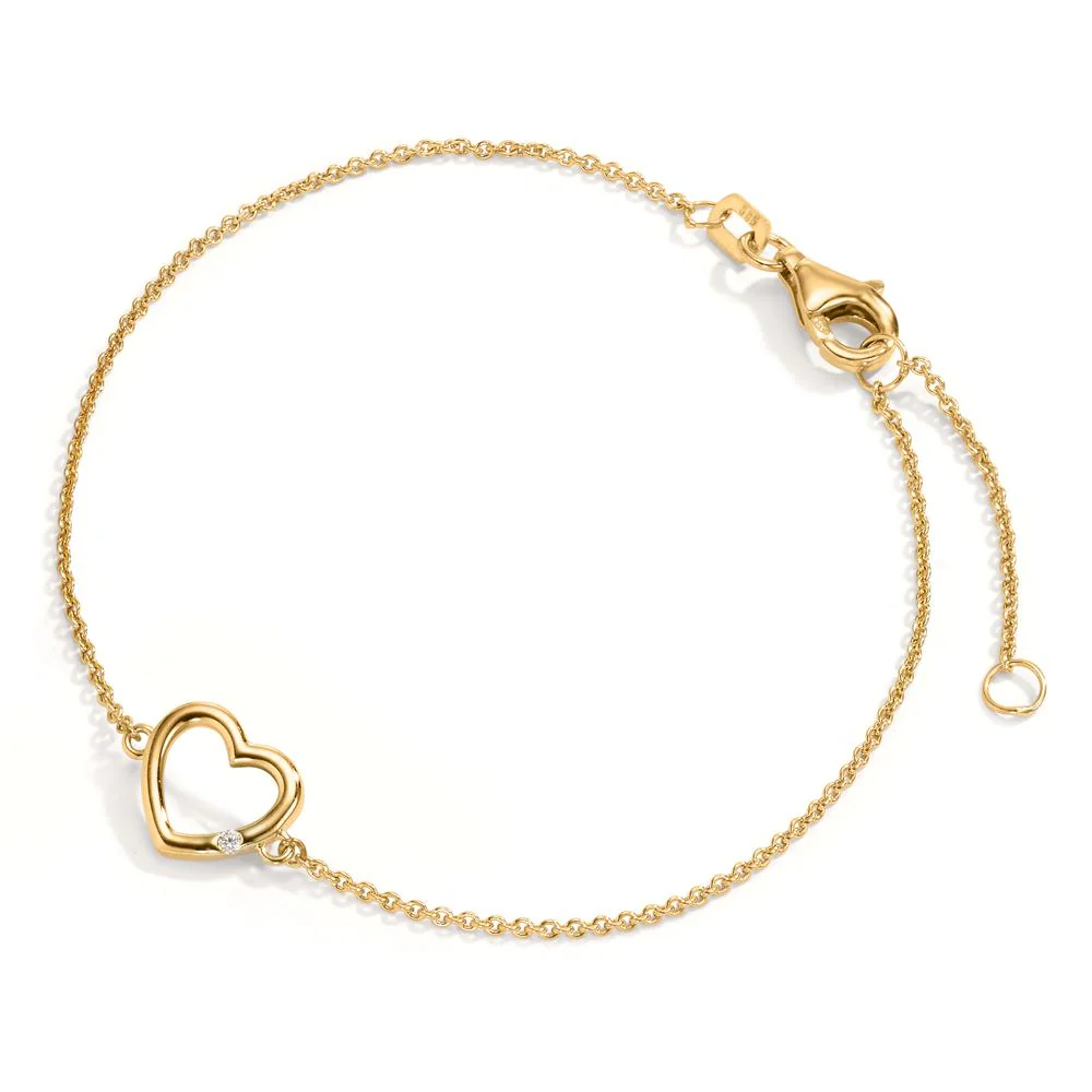 Bracciale Oro giallo 585/14 kt Diamante 0.01 ct, w-si Cuore Ø8.5 mm - Image 2
