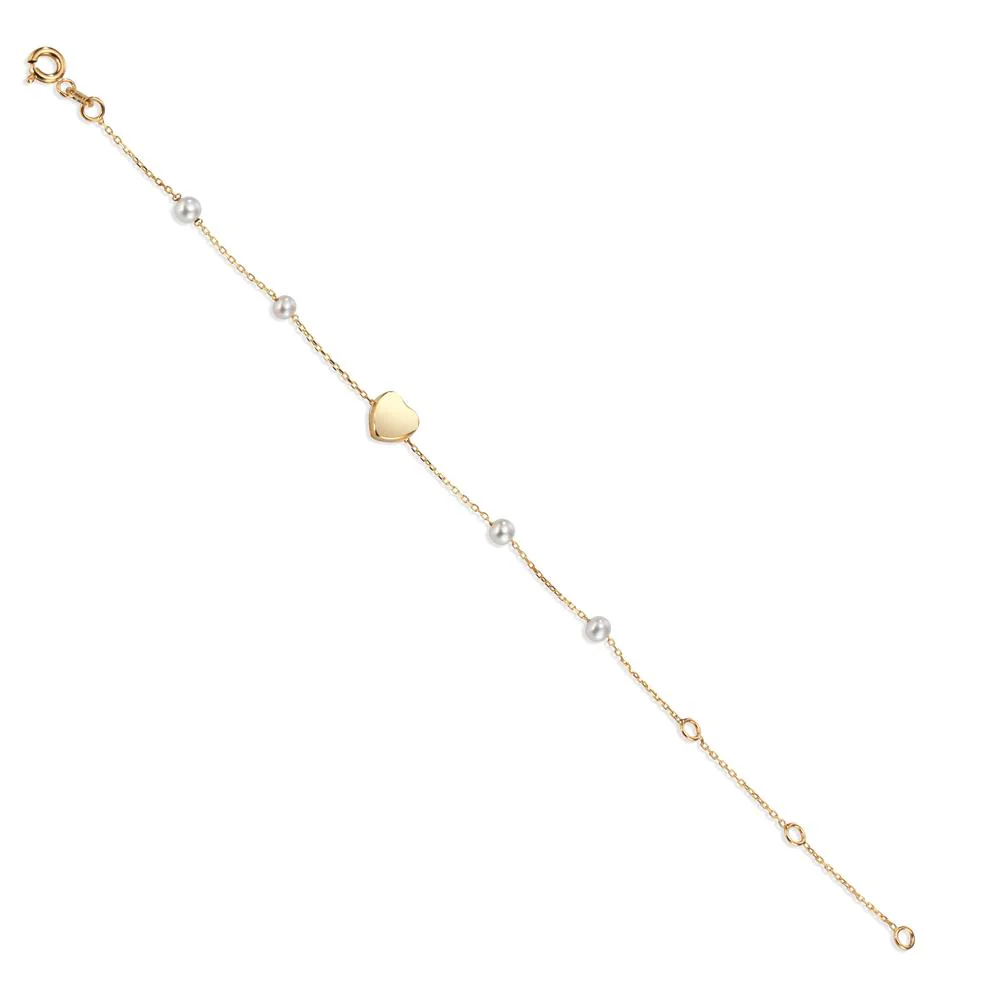 Bracciale Oro giallo 585/14 kt Perla coltivata d'acqua dolce, 4 Perla 3-3.5 mm Cuore - Image 2