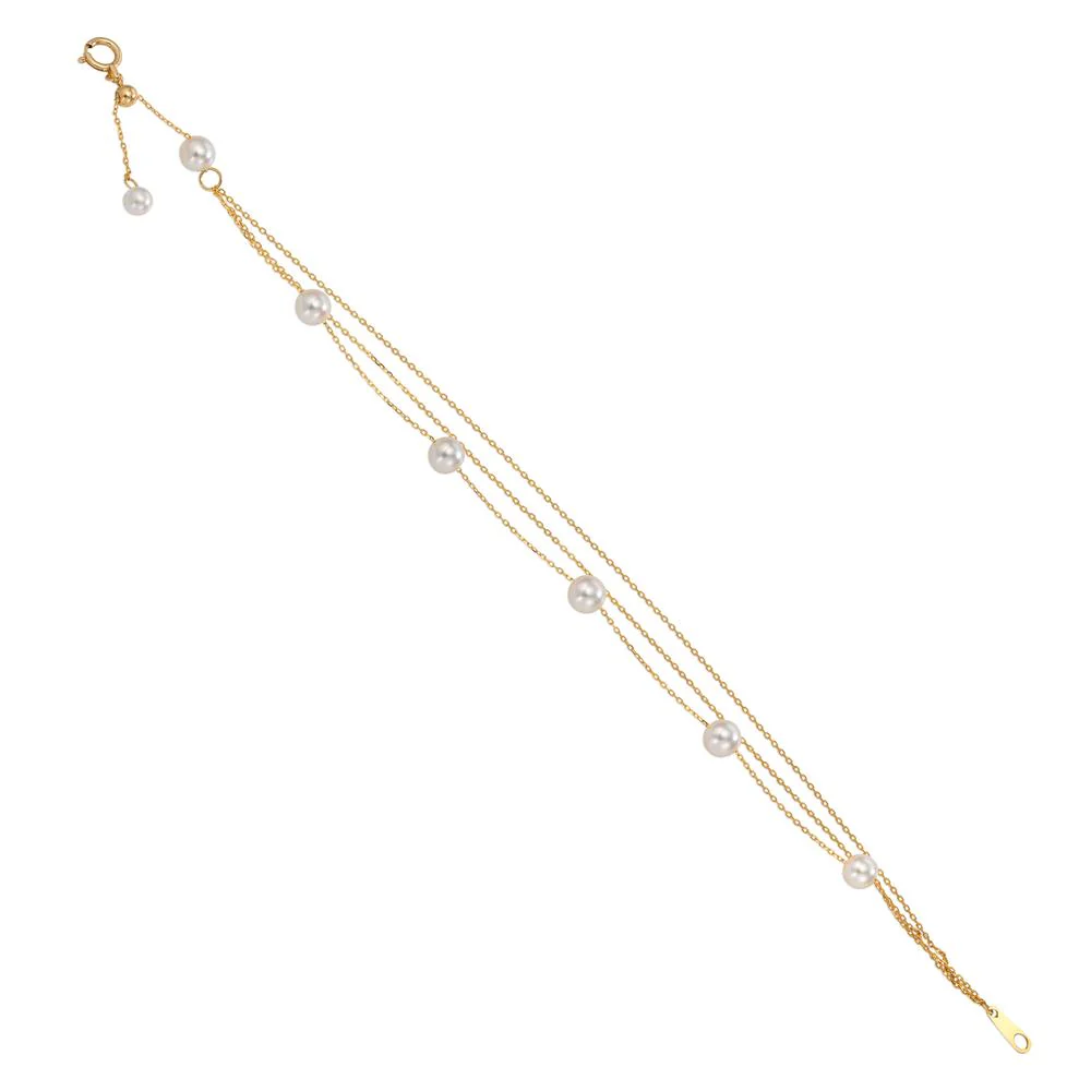 Bracciale Oro giallo 750/18 carati [Akoya Perle], 7 Perla 3.5-4.5 mm 17.5-19 cm - Image 2
