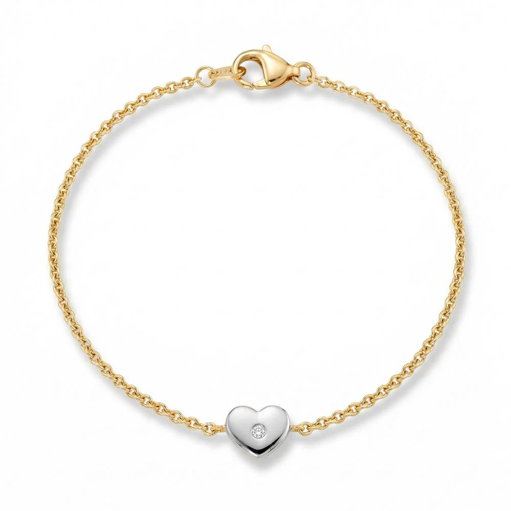 Bracciale Oro giallo 750/18 carati, Oro bianco 750/18 carati Diamante 0.01 ct, w-si