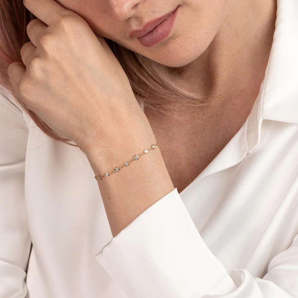 Bracciale Oro giallo 750/18 carati Zirconia 17 pietra - Image 3