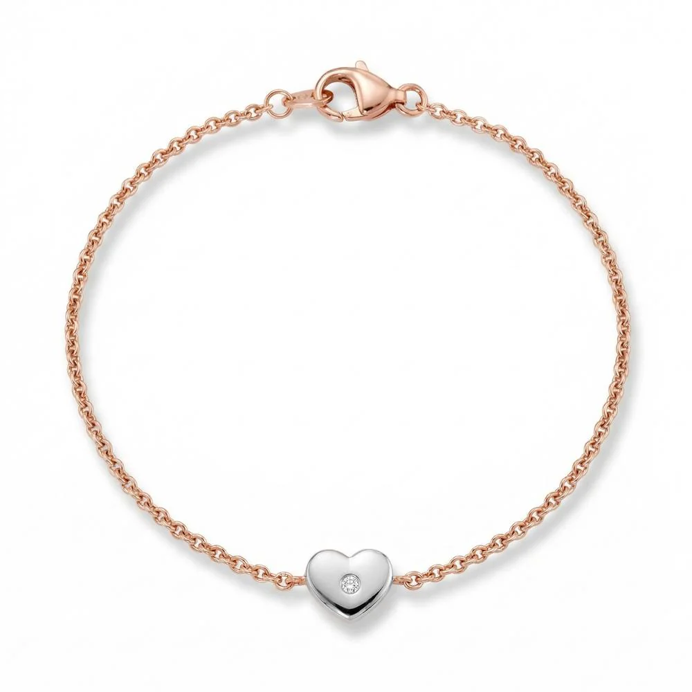 Bracciale Oro rosso 750/18 carati, Oro bianco 750/18 carati Diamante 0.01 ct, w-si