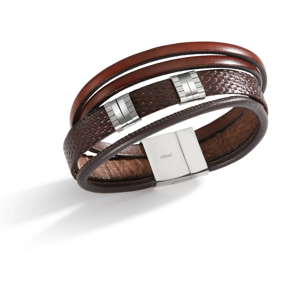 Bracciale Pelle, Acciaio inossidabile 21 cm - Image 2
