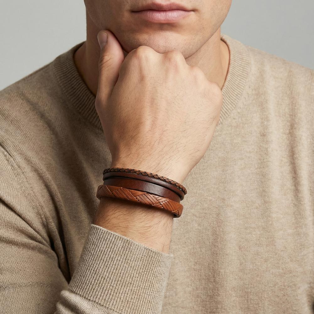 Bracciale Pelle, Acciaio inossidabile 21 cm - Image 4
