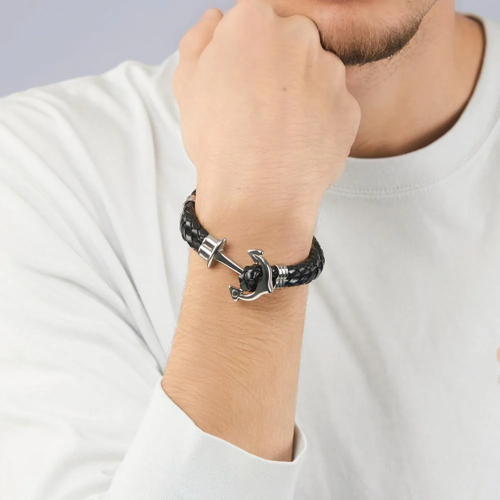 Bracciale Pelle, Acciaio inossidabile Ancora - Image 3
