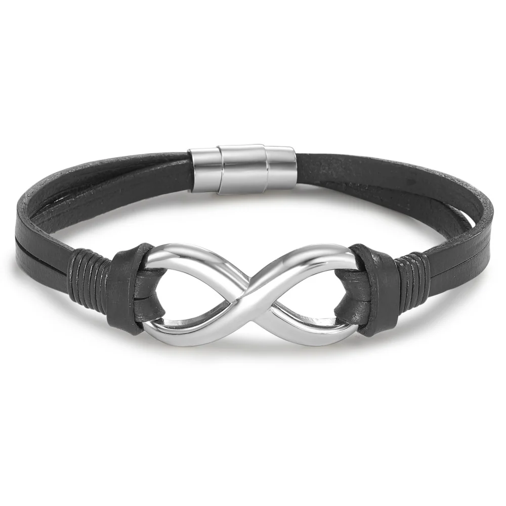 Bracciale Pelle, Acciaio inossidabile Infinito