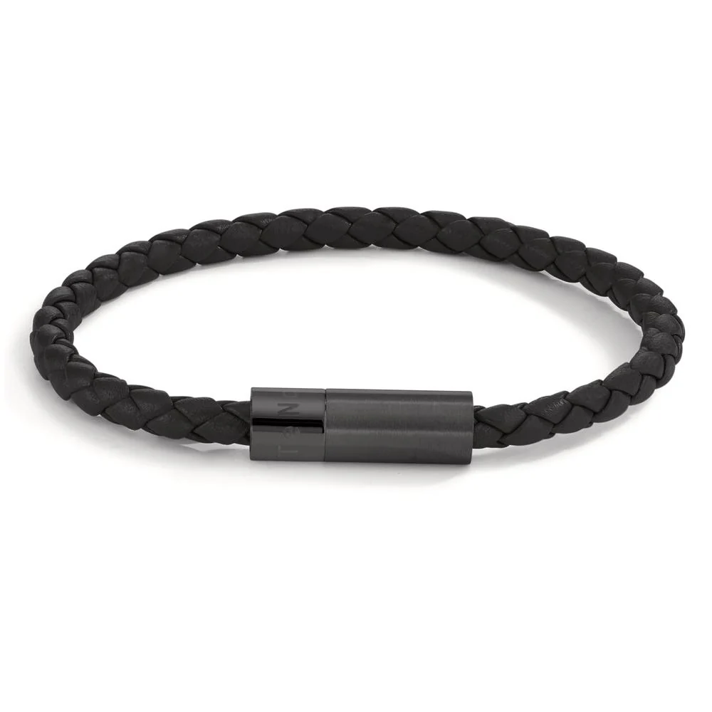 Bracciale Pelle, Acciaio inossidabile nero rivestimento IP