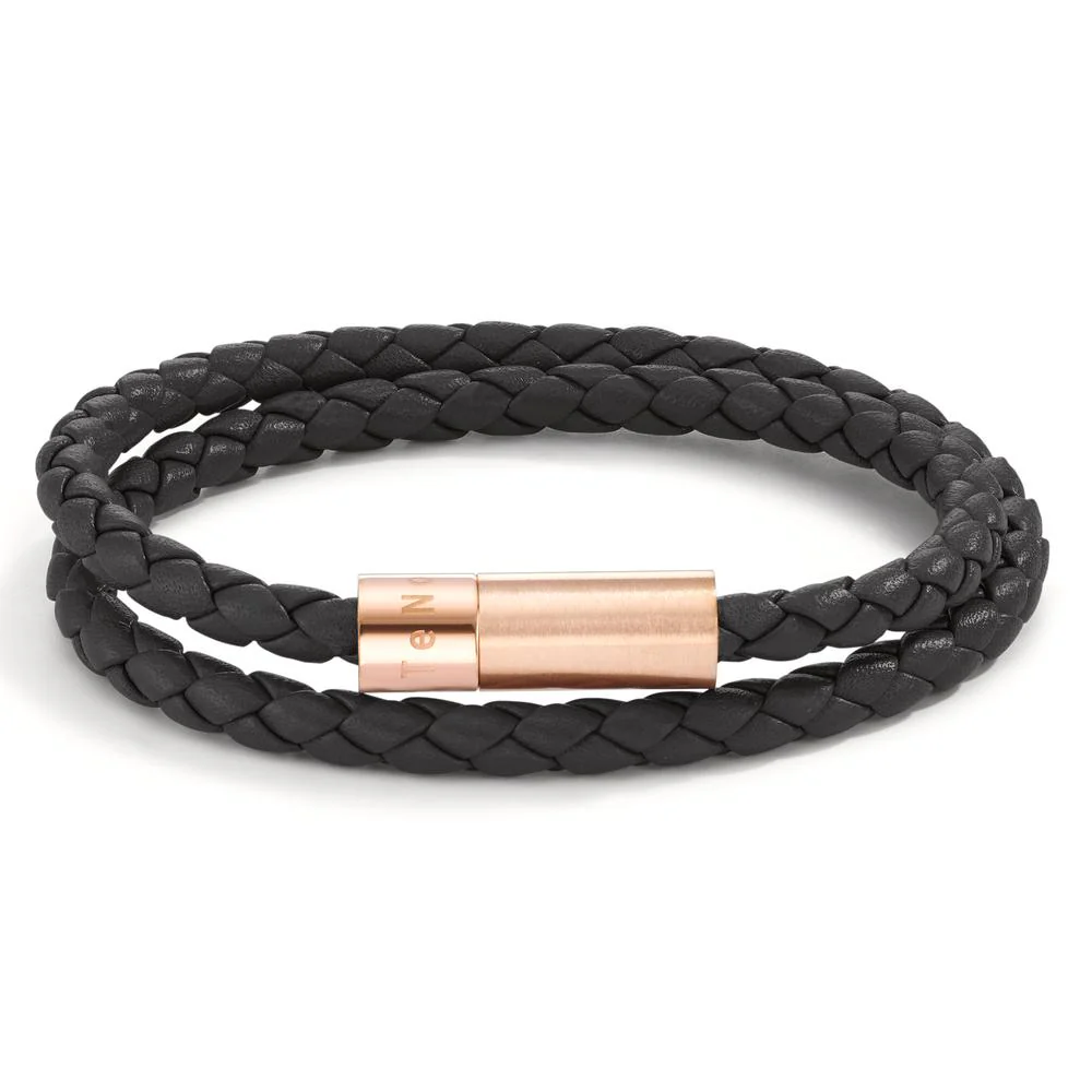 Bracciale Pelle, Acciaio inossidabile rosa rivestimento IP