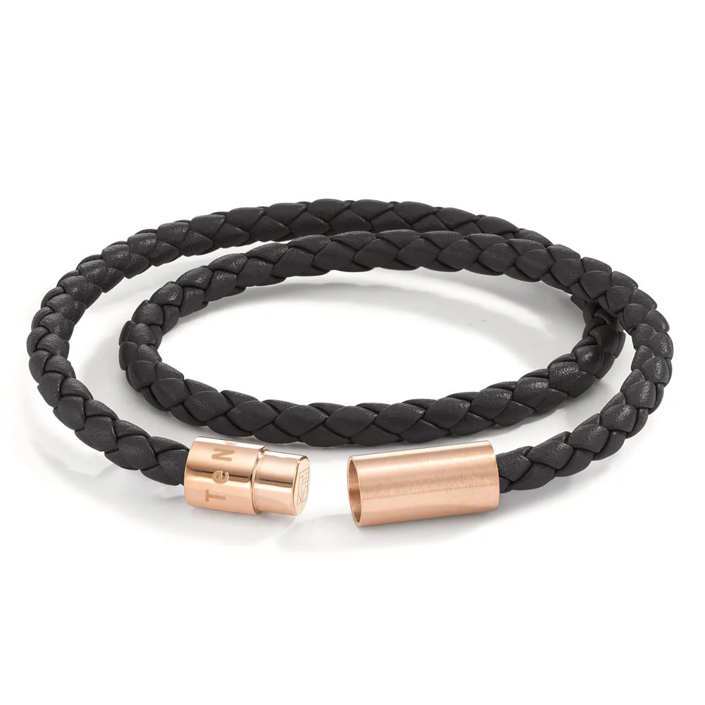 Bracciale Pelle, Acciaio inossidabile rosa rivestimento IP - Image 3