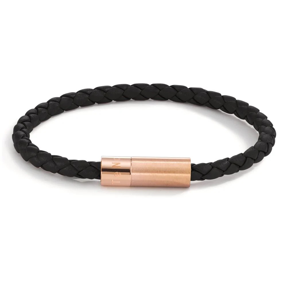 Bracciale Pelle, Acciaio inossidabile rosa rivestimento IP