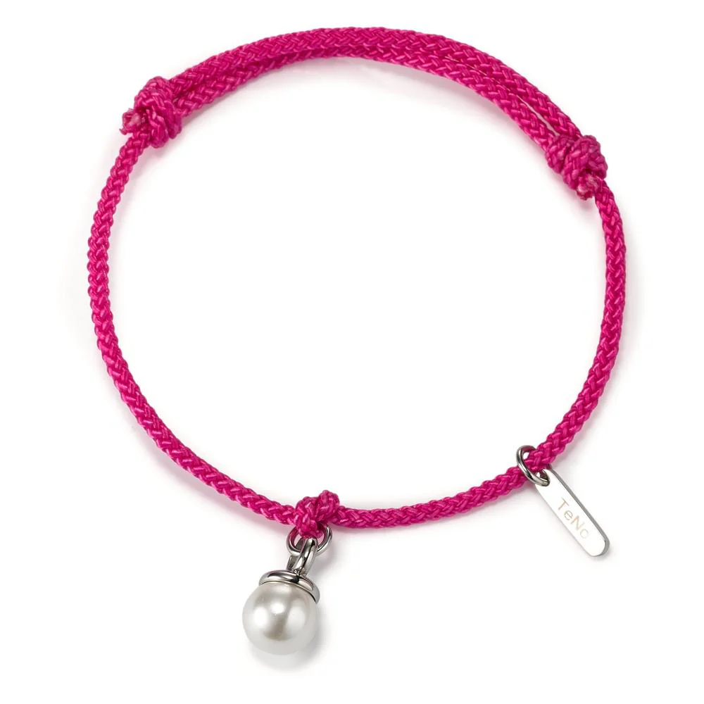 Bracciale Tessile, Acciaio inossidabile Perla di conchiglia bianco, 7 mm Ø7 mm - Image 5