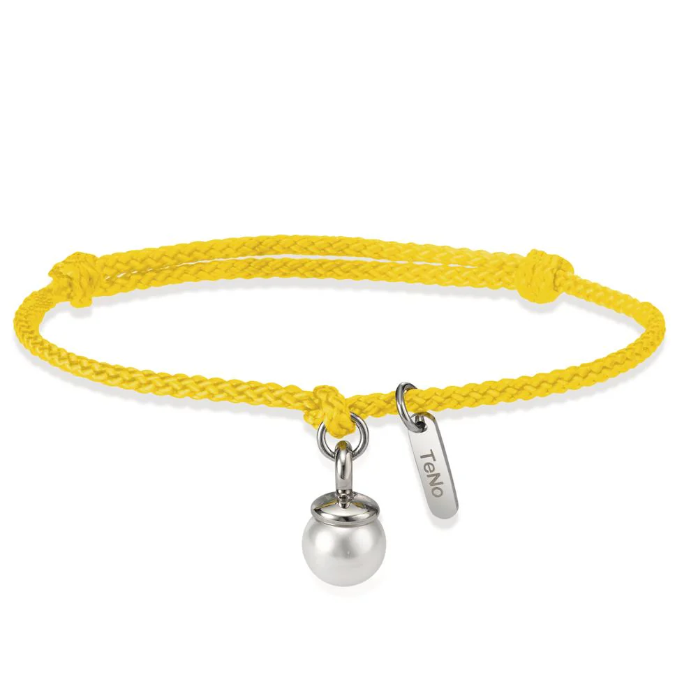 Bracciale Tessile, Acciaio inossidabile Perla di conchiglia bianco, 7 mm Ø7 mm