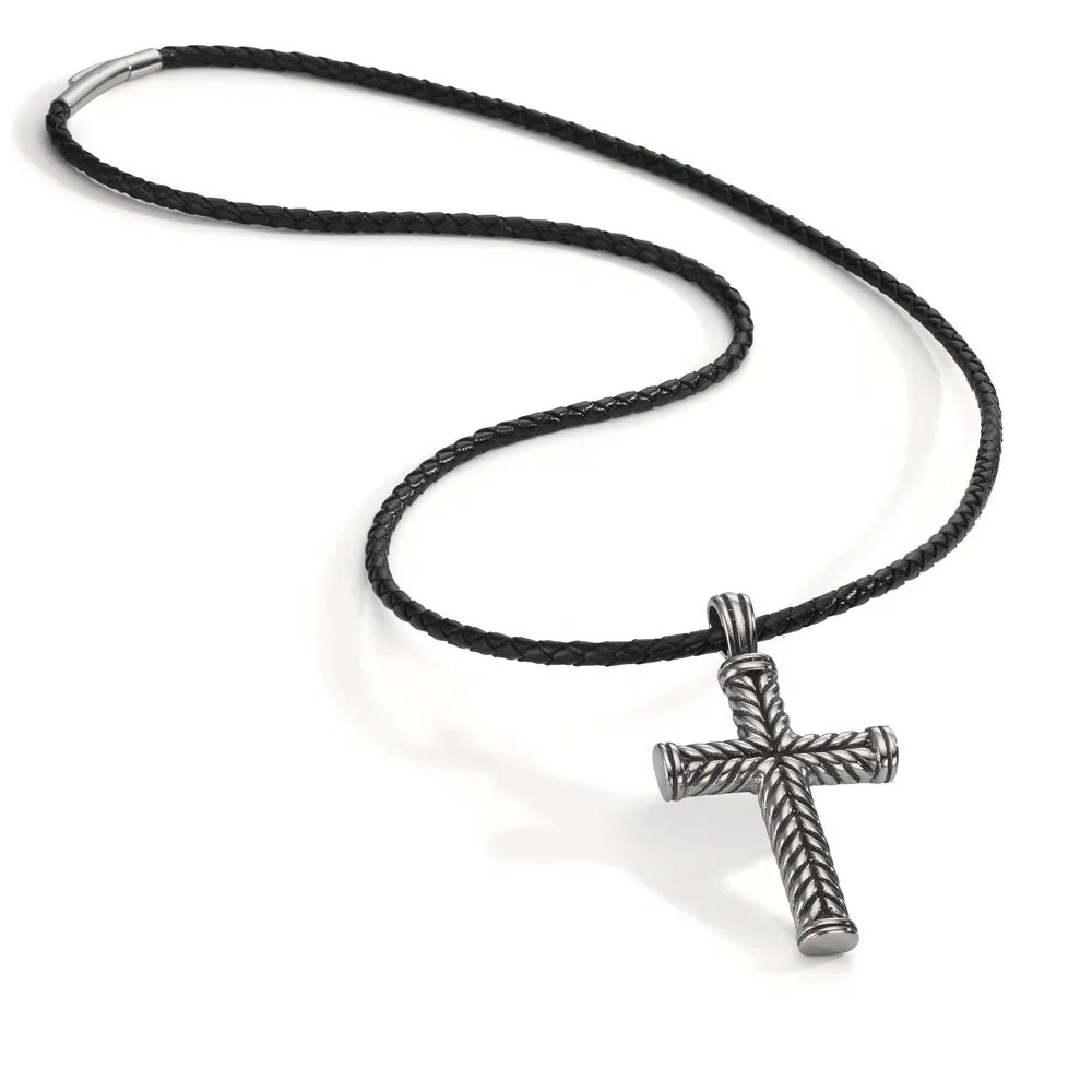 Catena con ciondolo Acciaio inossidabile, Pelle Croce 60 cm - Image 2