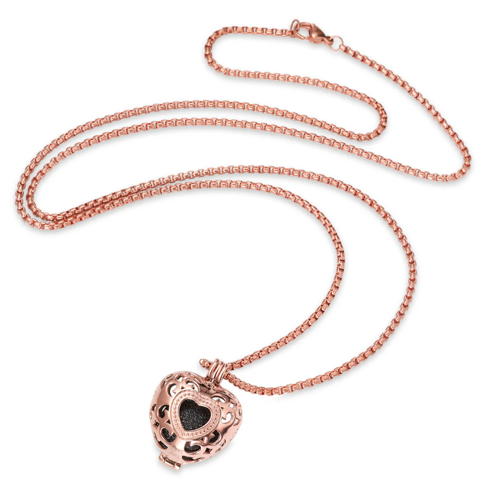 Catena con ciondolo Acciaio inossidabile rosa rivestimento IP Cuore 80 cm Ø24 mm - Image 2