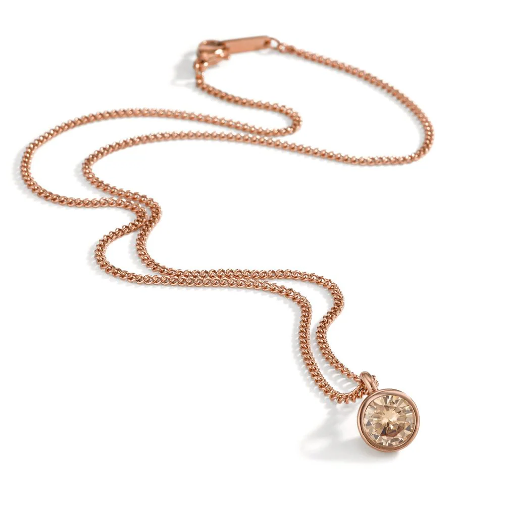Catena con ciondolo Acciaio inossidabile Zirconia rosa rivestimento IP 42 cm Ø9.5 mm - Image 3