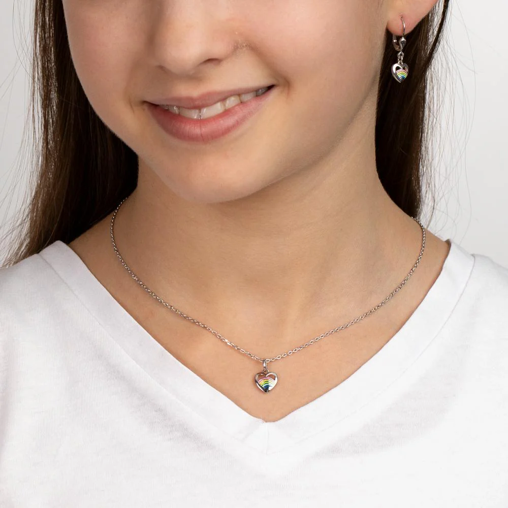 Orecchini Argento rodiato Cuore - Image 2