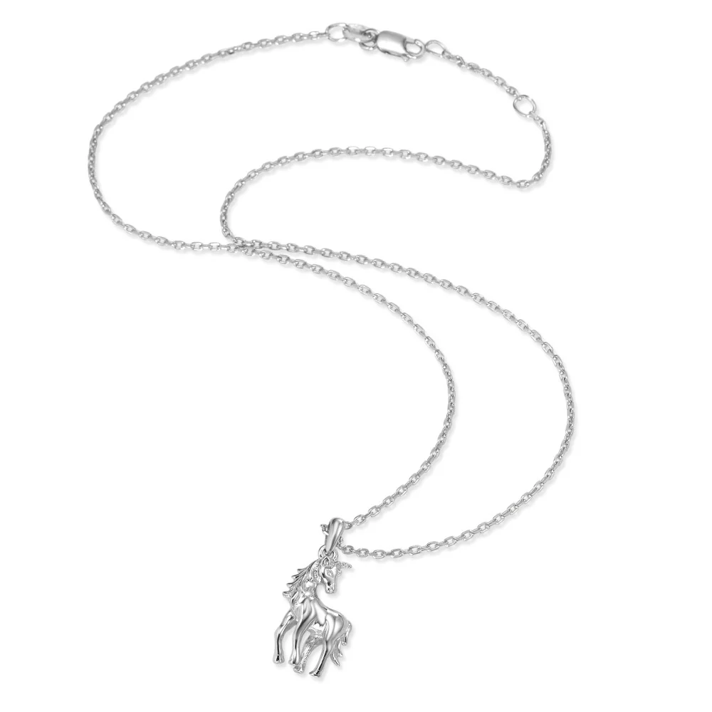 Catena con ciondolo Argento rodiato Unicorno 36-38 cm - Image 2