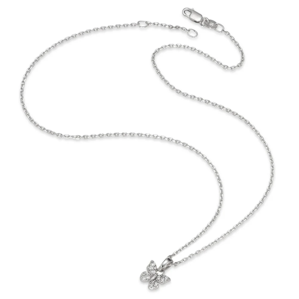 Catena con ciondolo Argento Zirconia 14 pietra rodiato Farfalla 36-38 cm - Image 2