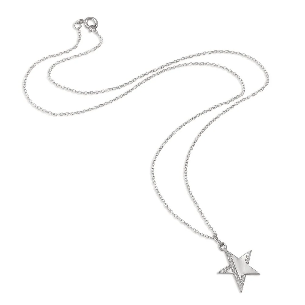 Catena con ciondolo Argento Zirconia 19 pietra rodiato Stella 42 cm Ø15 mm - Image 2