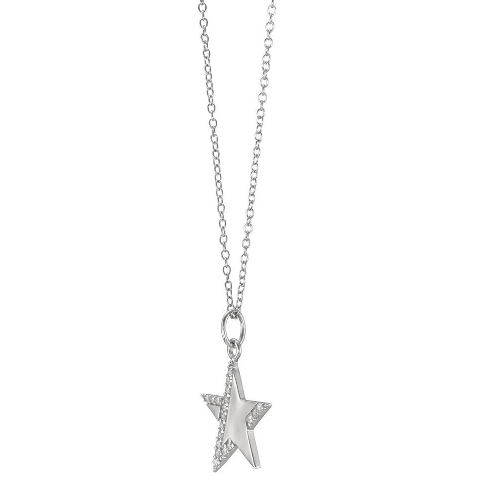 Catena con ciondolo Argento Zirconia 19 pietra rodiato Stella 42 cm Ø15 mm - Image 3