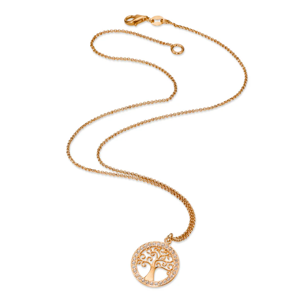 Catena con ciondolo Argento Zirconia 30 pietra dorato Albero della vita 42 cm - Image 2