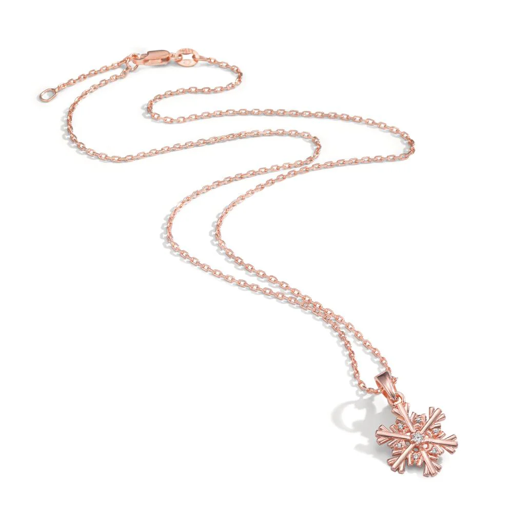 Catena con ciondolo Argento Zirconia 7 pietra rosa dorato Fiocco di neve 40-42 cm Ø13 mm - Image 2