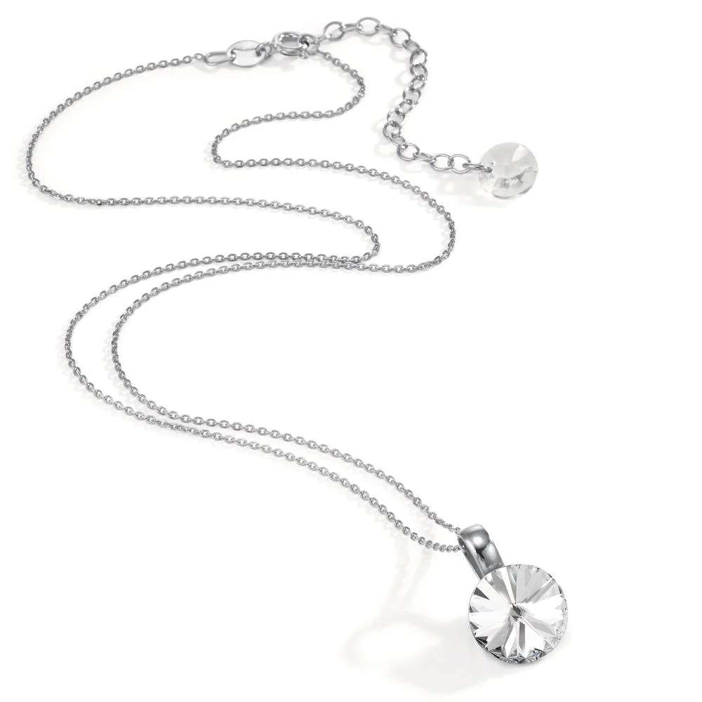 Catena con ciondolo Argento Zirconia bianco, 2 pietra rodiato 43-47 cm Ø12 mm - Image 2