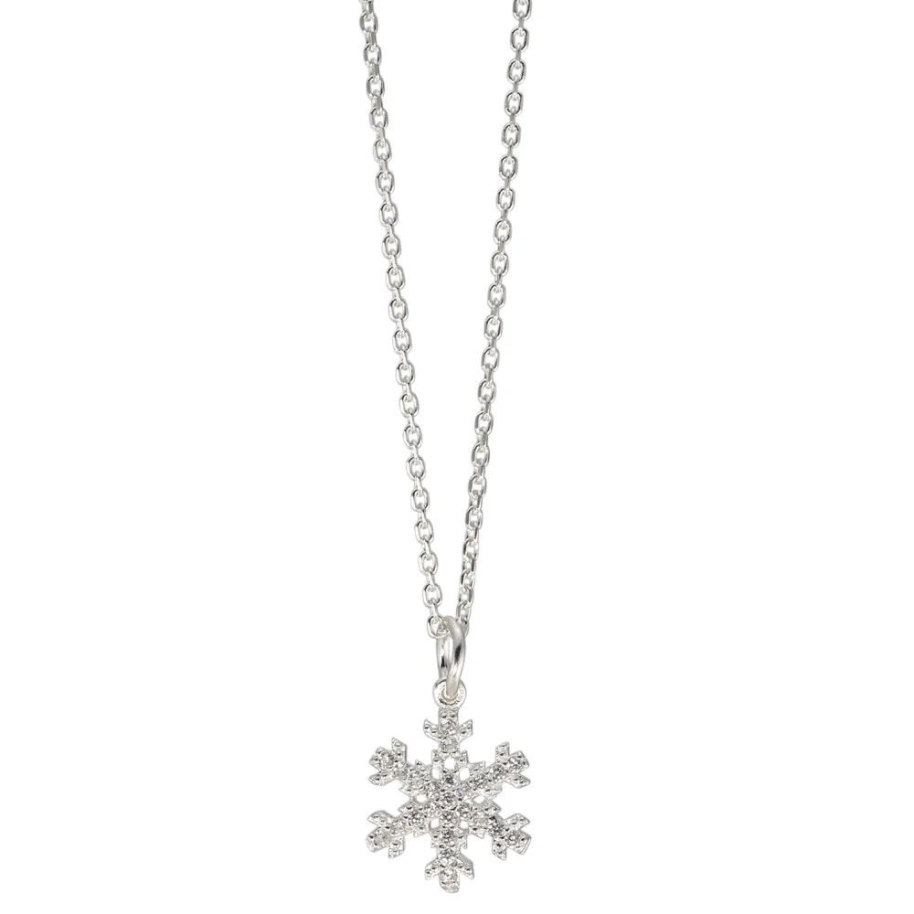 Catena con ciondolo Argento Zirconia Fiocco di neve 38-40 cm Ø9 mm