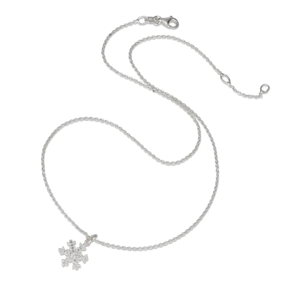 Catena con ciondolo Argento Zirconia Fiocco di neve 38-40 cm Ø9 mm - Image 3