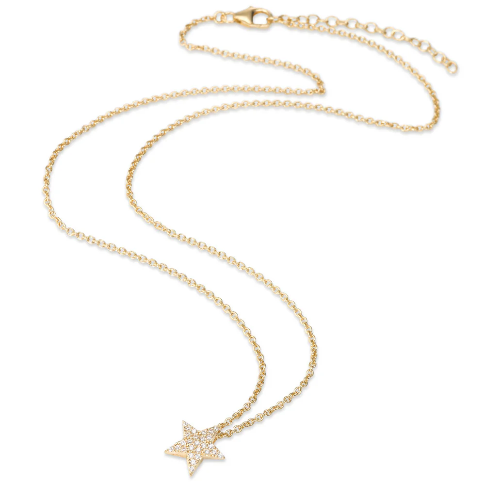 Catena con ciondolo Argento Zirconia giallo dorato Stella 41-45 cm - Image 2