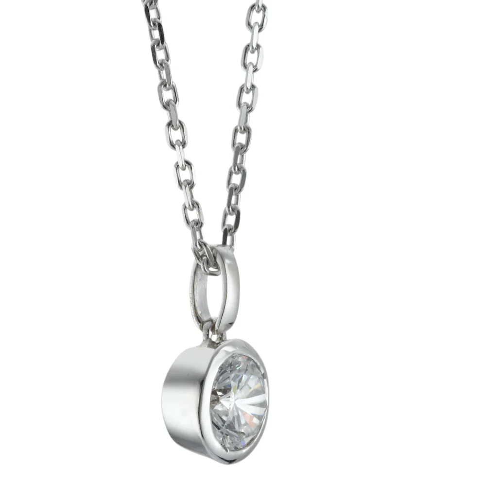 Catena con ciondolo Argento Zirconia rodiato 40-42 cm Ø8 mm - Image 2
