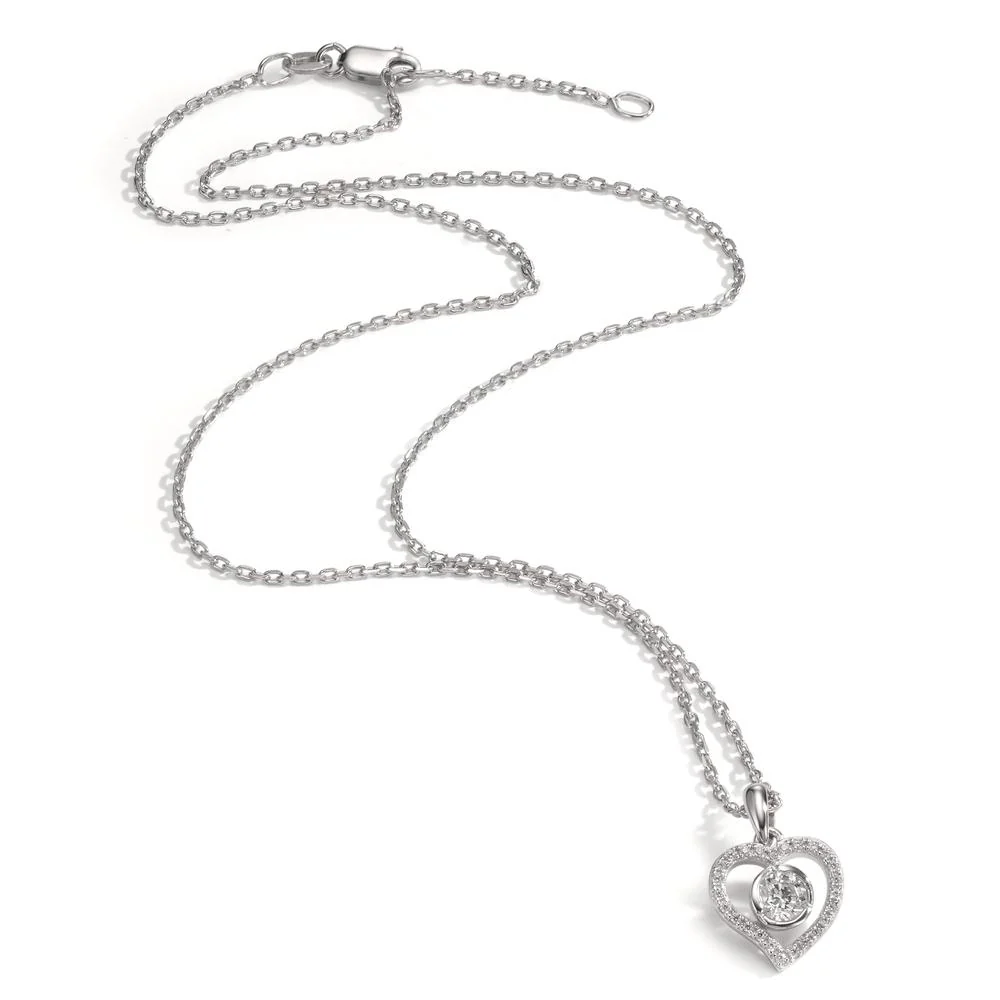 Catena con ciondolo Argento Zirconia rodiato Cuore 40-42 cm Ø12.5 mm - Image 2