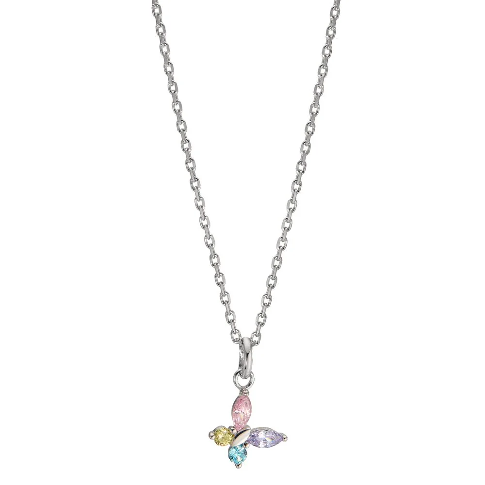 Catena con ciondolo Argento Zirconia rodiato Farfalla 36-38 cm