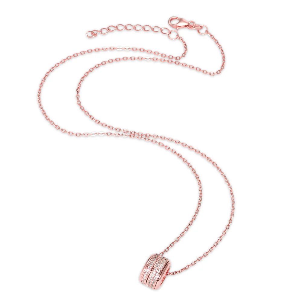 Catena con ciondolo Argento Zirconia rosa dorato 42-45 cm Ø11.5 mm - Image 2