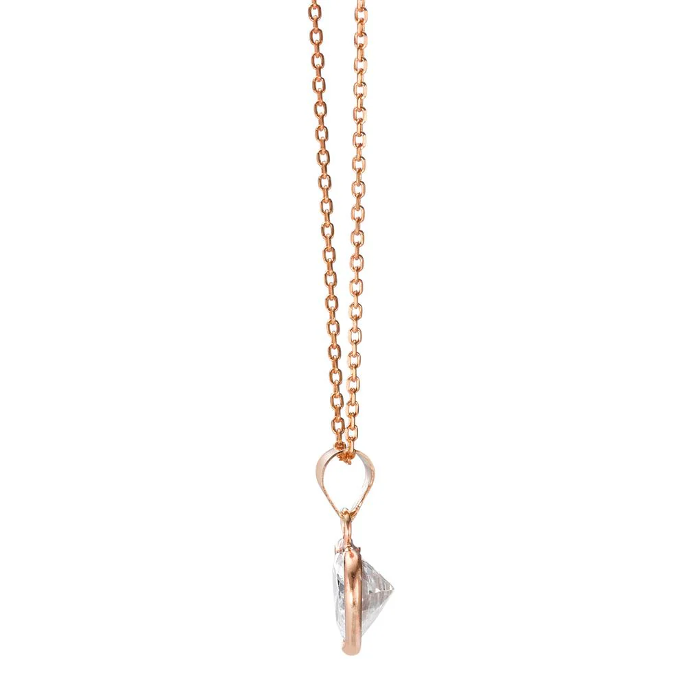 Catena con ciondolo Argento Zirconia rosa dorato Cuore 38-40 cm Ø8 mm - Image 2