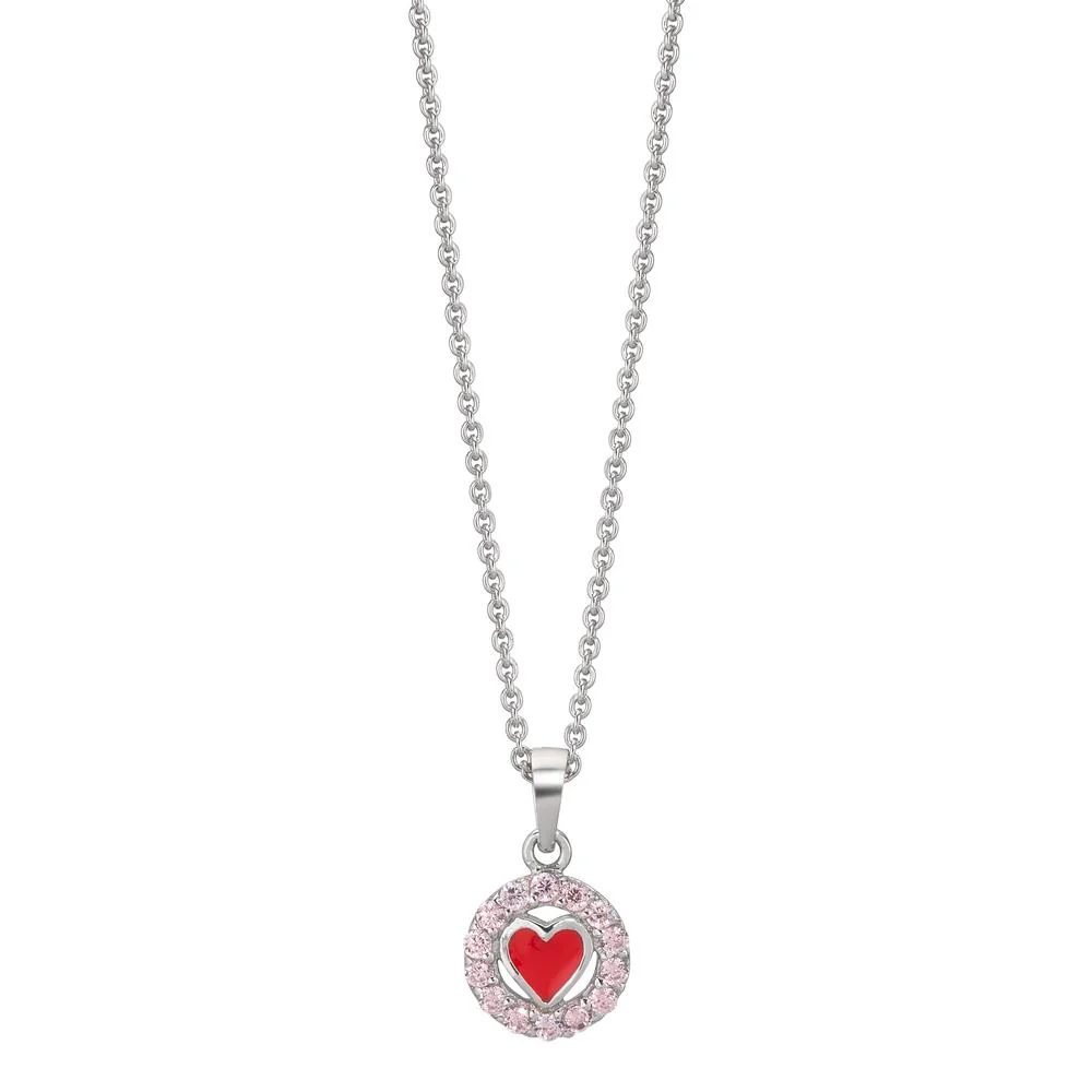 Catena con ciondolo Argento Zirconia rosa rodiato 36-38 cm