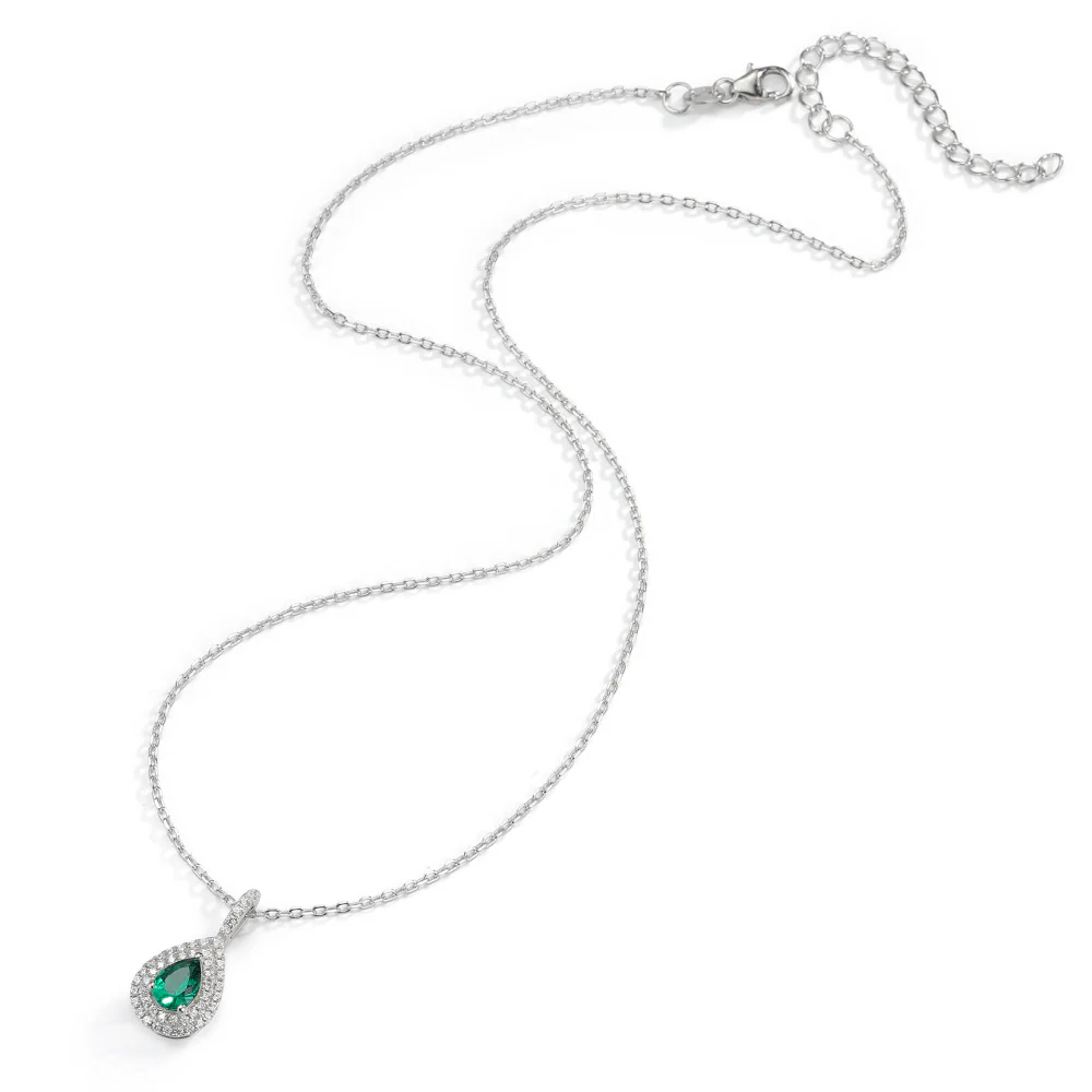 Catena con ciondolo Argento Zirconia verde rodiato 40-45 cm - Image 2