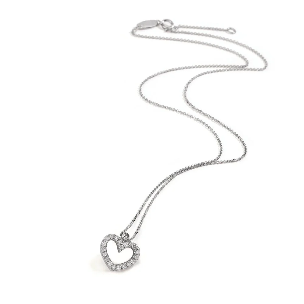 Catena con ciondolo Oro bianco 750/18 carati Zirconia 19 pietra Cuore 40-42 cm Ø11 mm - Image 2
