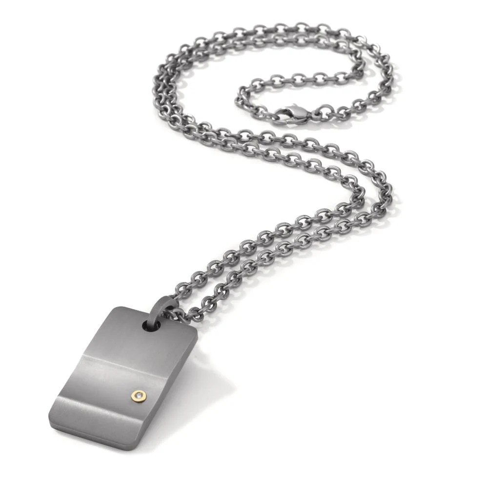 Catena con ciondolo Titanio, Oro giallo 750/18 carati Diamante 0.02 ct, w-si 50 cm - Image 2