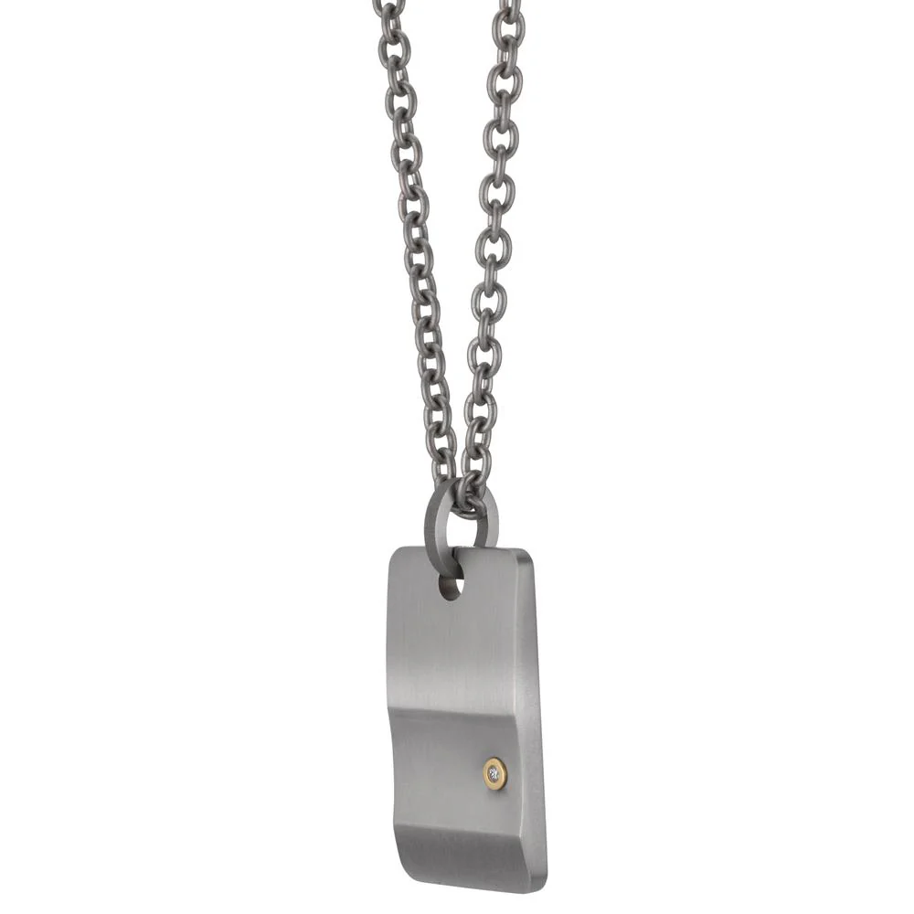 Catena con ciondolo Titanio, Oro giallo 750/18 carati Diamante 0.02 ct, w-si 50 cm - Image 3